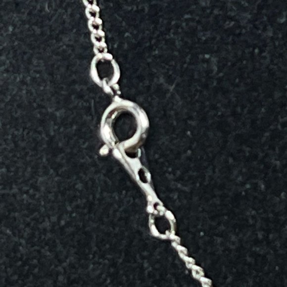 Silver Tone Curb Chain Necklace With Abalone Butterfly Pendant (4296) - Picture 6 of 7